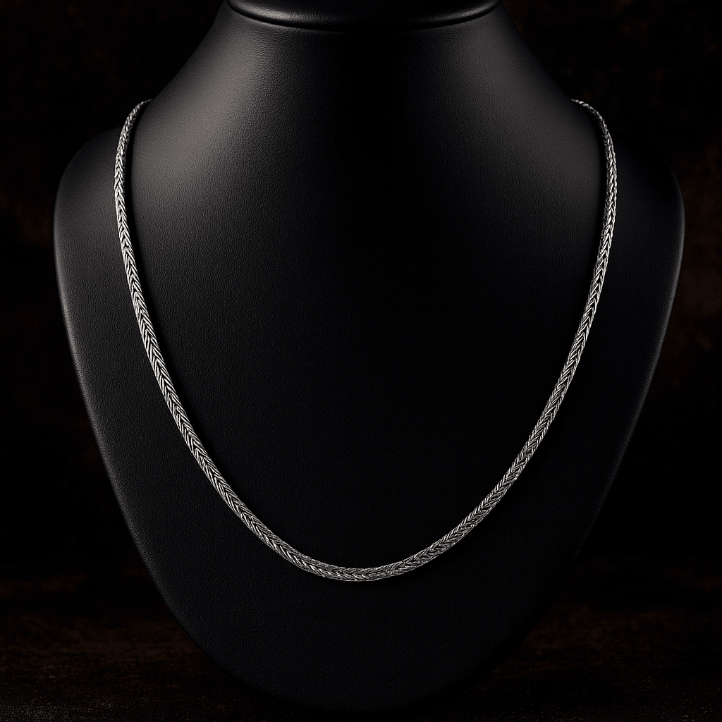 Cadena Espiga Plata Quemada 950 para Hombre 3mm - nativosjewelry