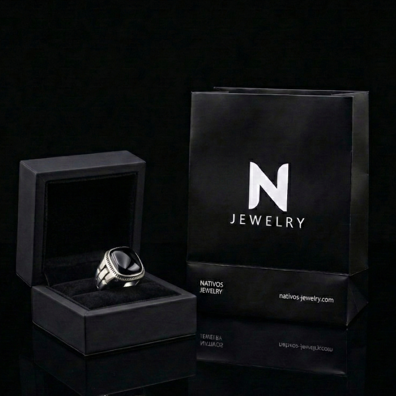 Anillo Ónix — Plata 950