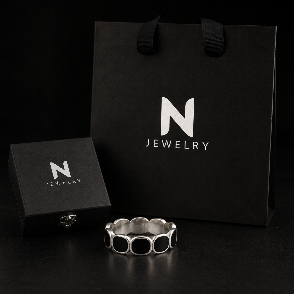 Onyx Wheel — Sterling Silver 950 Ring