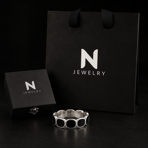 Onyx Wheel — Sterling Silver 950 Ring