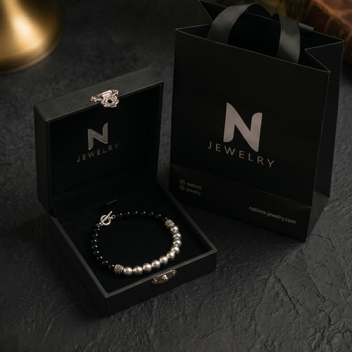 Onyx Fortaleza — Onyx Beaded Bracelet with Silver 950
