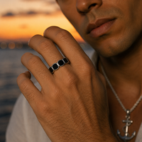 Thumbnail for Onyx Wheel — Sterling Silver 950 Ring