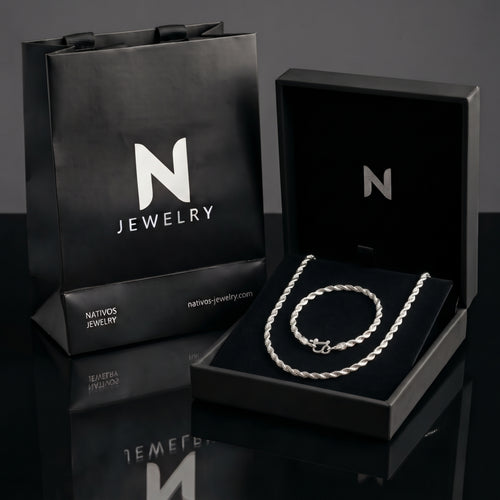 Set Cadena más pulsera Rope 2mm - Plata 950
