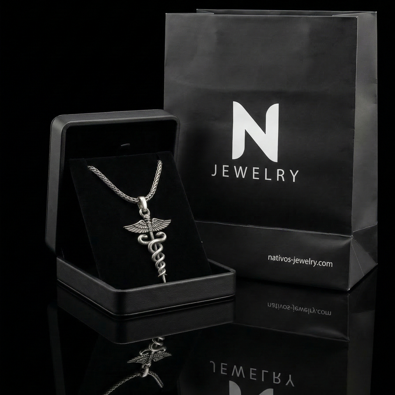 Collar Caduceo — Plata 950