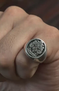 Escudo Heraldico Plata 950 - Pinky Ring
