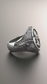 Anillo Arcangel Miguel Flor de Lys de Plata 950