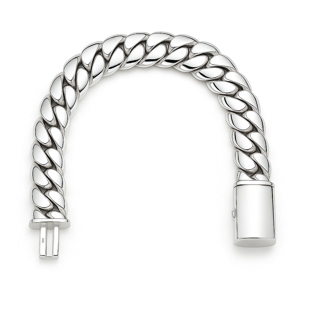 Pulsera Eslabones Cubanos de 13mm - Broche Door- Plata 999