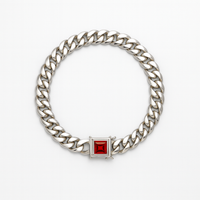 Thumbnail for Pulsera Miami Plata 999 con Broche Rubí – 10mm