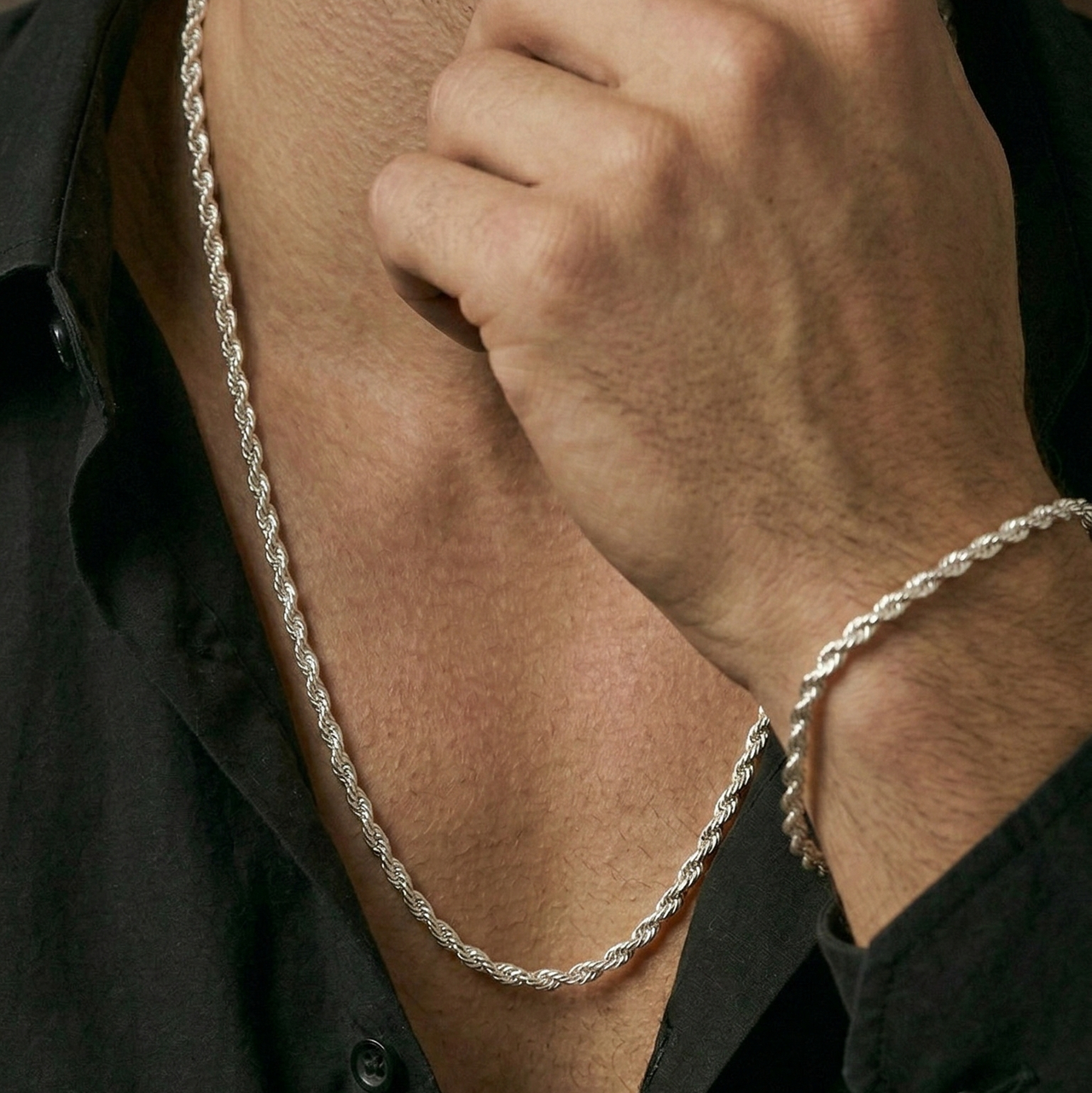 Rope Chain and Bracelet Set 2mm - 950 Silver