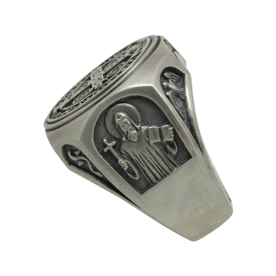 Anillo San Benito Cross de Plata ley 950