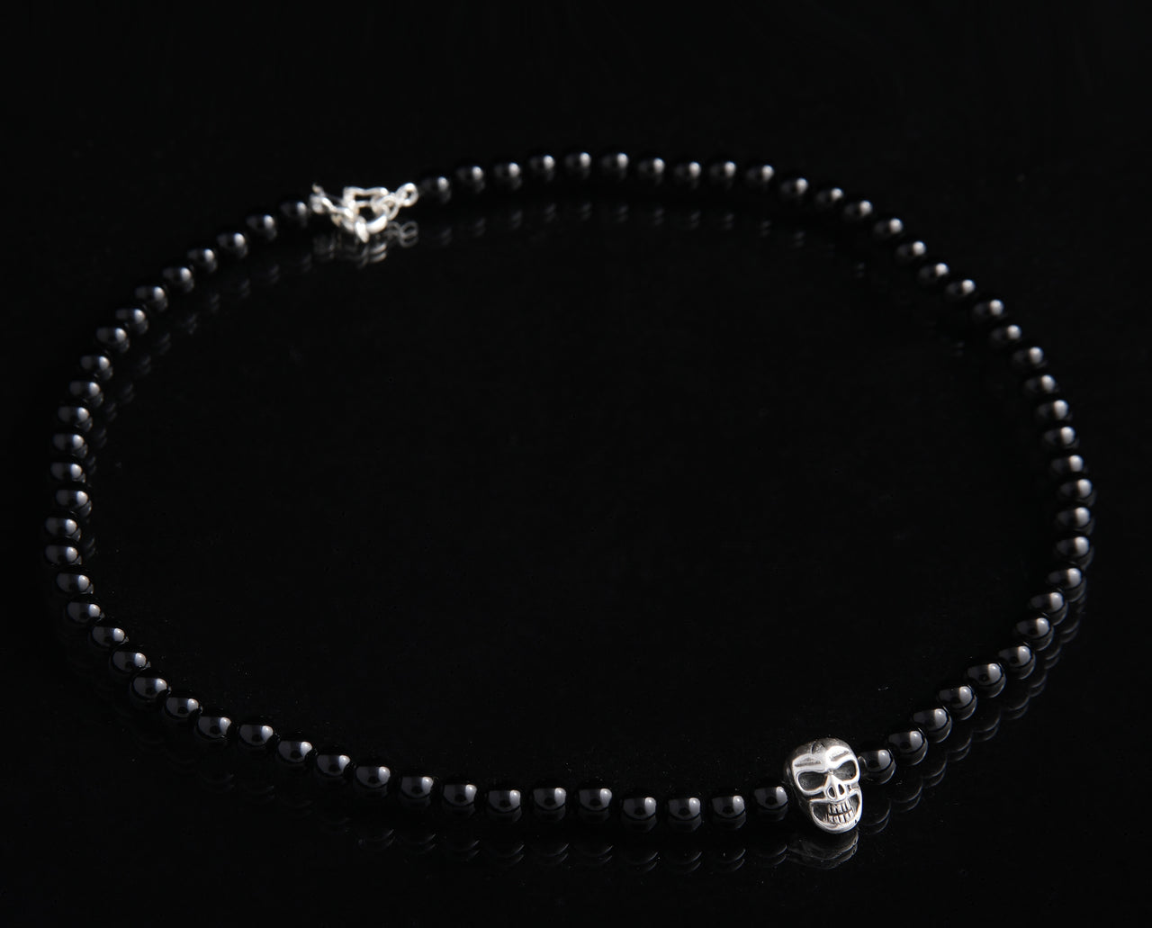 Conjunto de Cadena y Cruz de Plata 950 quemada y gargantilla Onix skull