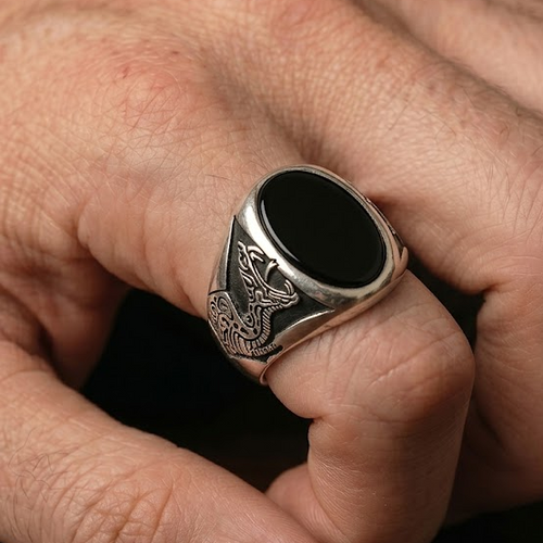 Anillo Onix Snake Oval - Plata 950