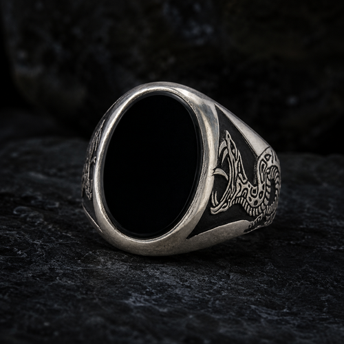 Anillo Onix Snake Oval - Plata 950