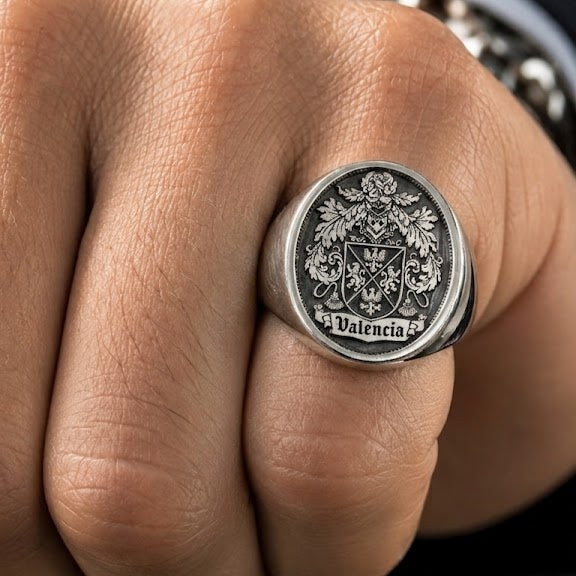 Escudo Heraldico Plata 950 - Pinky Ring