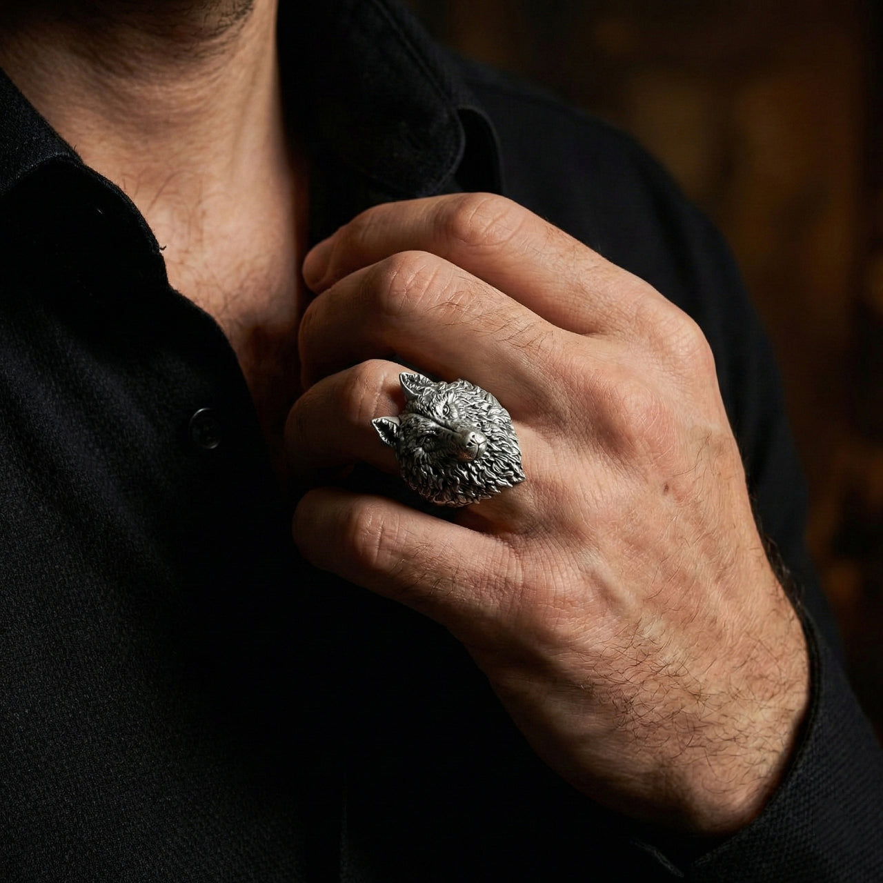 Lobo Predator — Anillo Plata 950