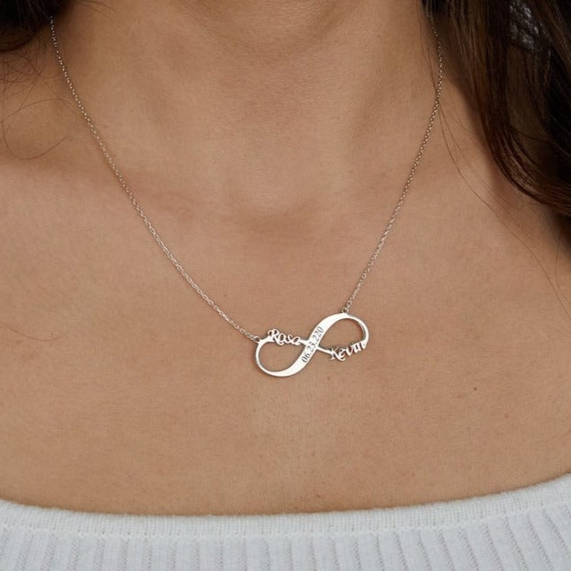 Collar Infinito con Nombres Plata 950