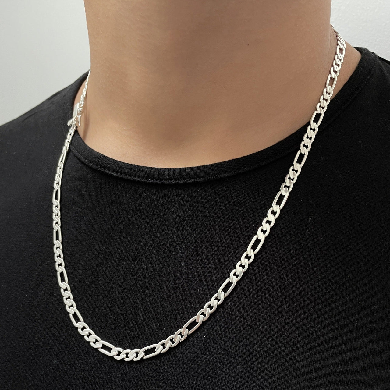 Cadena Figaro Hexagonal de Plata 950 4mm - nativosjewelry