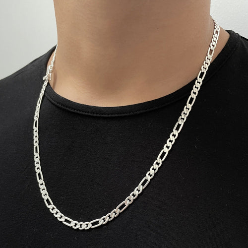 Cadena Figaro Hexagonal de Plata 950 4mm - nativosjewelry