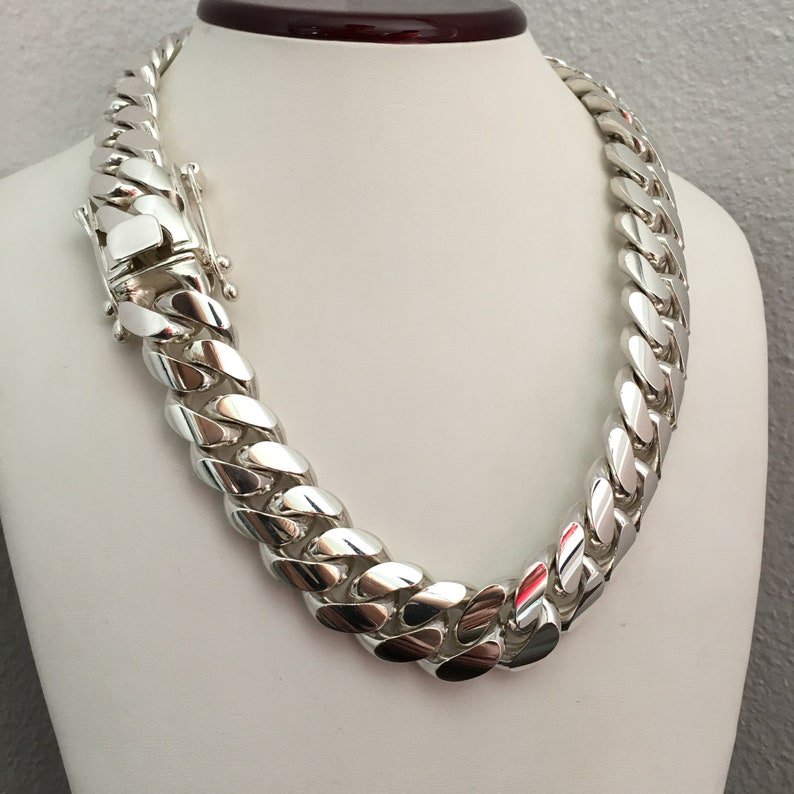 Collar de eslabones cubanos 19mm - Plata 999 Premium - nativosjewelry
