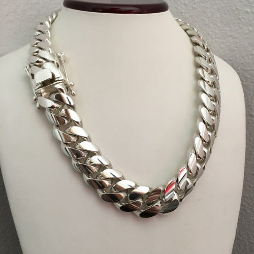 Collar de eslabones cubanos 19mm - Plata 999 Premium - nativosjewelry