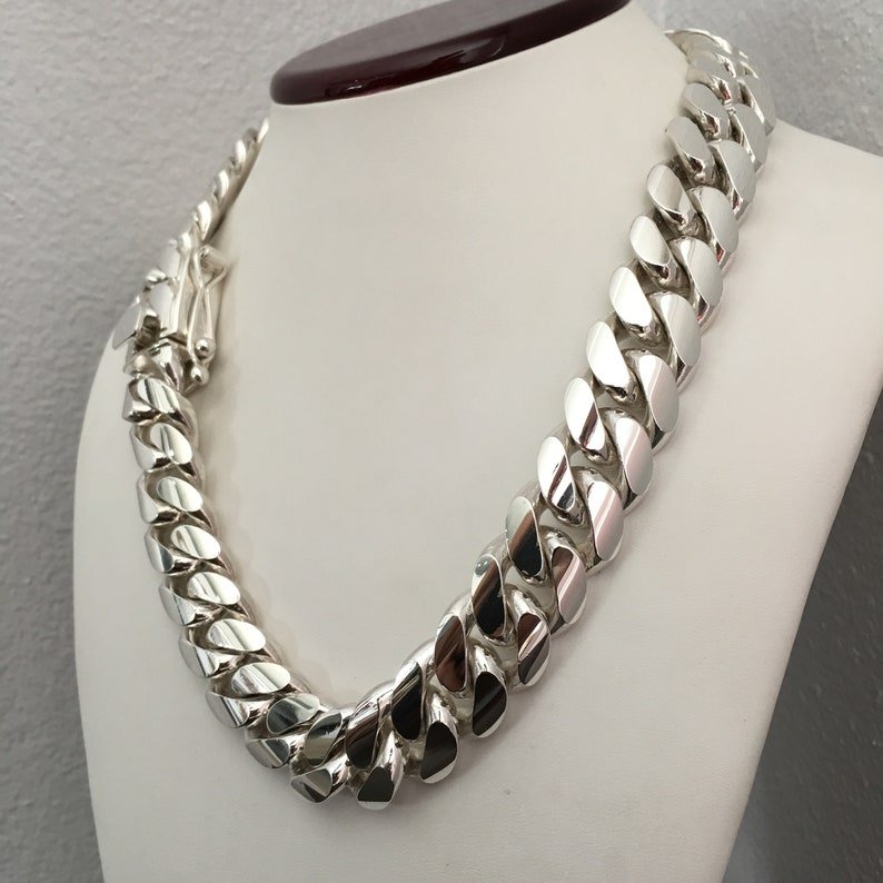 Collar de eslabones cubanos 19mm - Plata 999 Premium - nativosjewelry