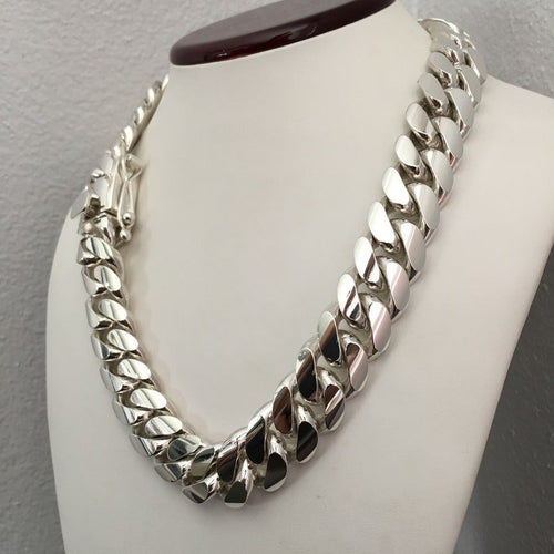 Collar de eslabones cubanos 19mm - Plata 999 Premium - nativosjewelry