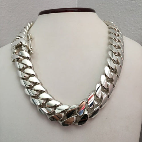 Collar de eslabones cubanos 19mm - Plata 999 Premium - nativosjewelry