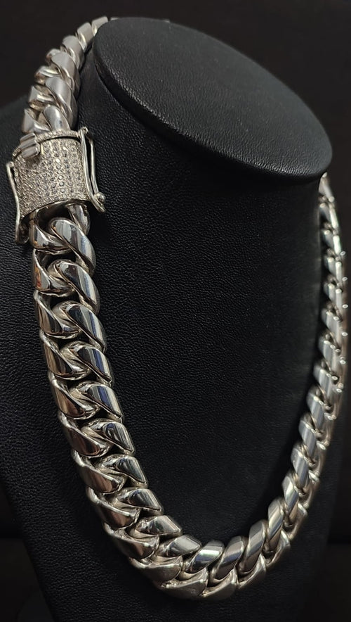 Collar eslabones cubanos 17mm Plata 999 - nativosjewelry