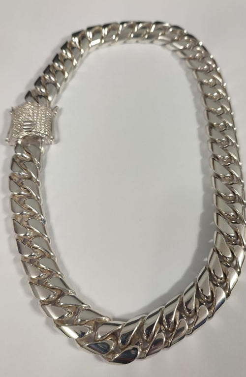 Collar eslabones cubanos 17mm Plata 999 - nativosjewelry