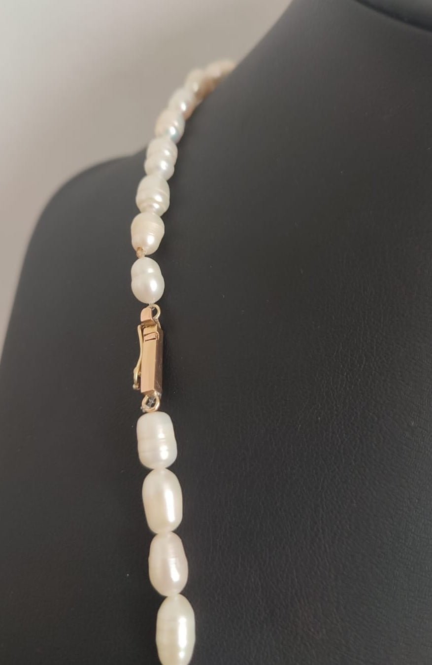Collar de Perlas de Rio con broche cajón de Oro 18k - nativosjewelry