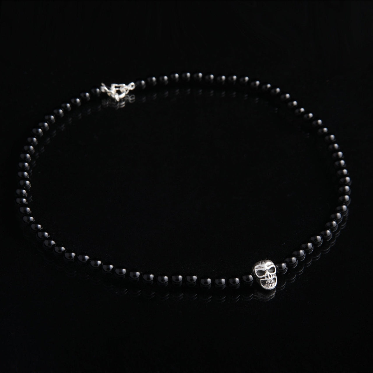 Gargantilla Onyx Skull Silver - nativosjewelry