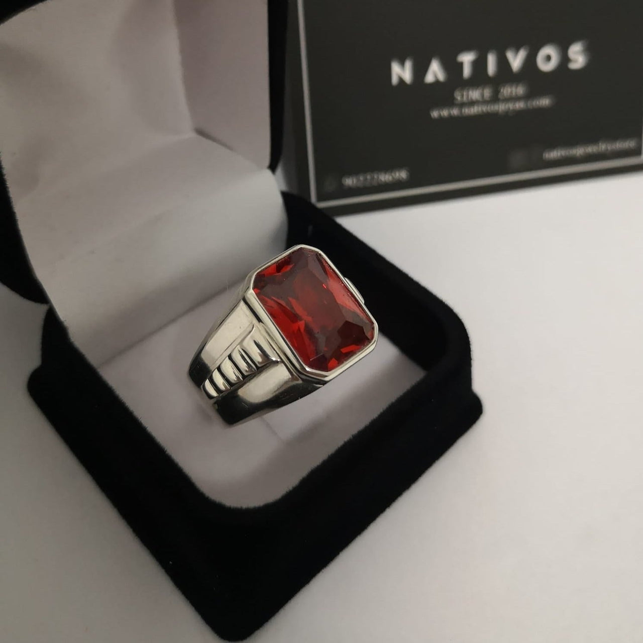 Imperial — Anillo Plata 950 con Circón Rub - nativosjewelry