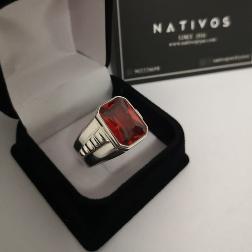 Imperial — Anillo Plata 950 con Circón Rub - nativosjewelry