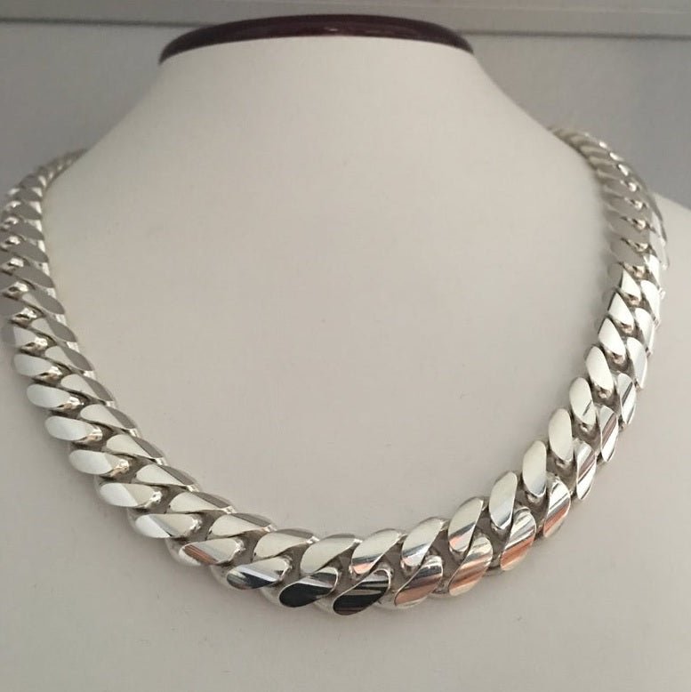 Cadena Cubana de Plata ley 950 12.6mm 55cm - nativosjewelry