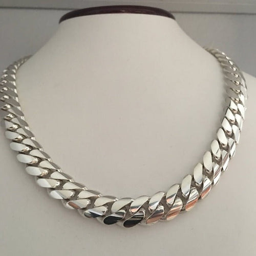Cadena Cubana de Plata ley 950 12.6mm 55cm - nativosjewelry