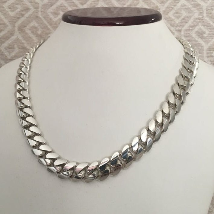 Cadena Cubana de Plata ley 950 12.6mm 55cm - nativosjewelry