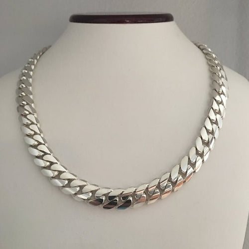 Cadena Cubana de Plata ley 950 12.6mm 55cm - nativosjewelry