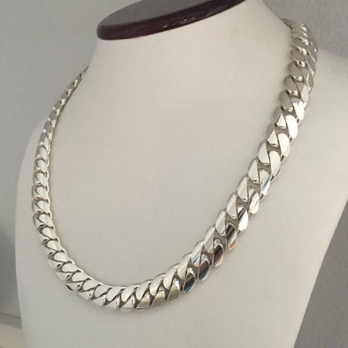 Cadena Cubana de Plata ley 950 12.6mm 55cm - nativosjewelry