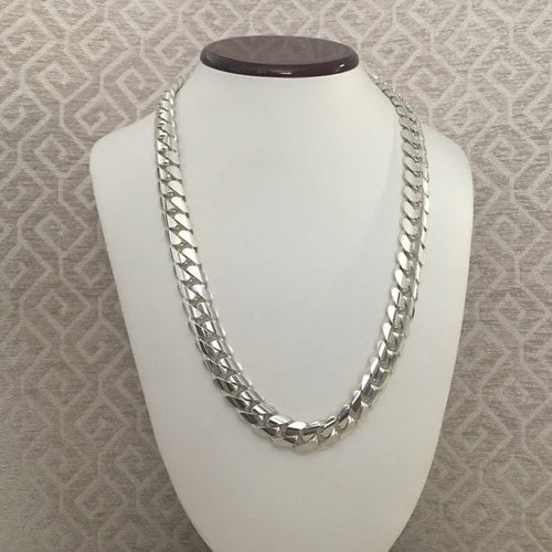 Cadena Cubana de Plata ley 950 13mm 65cm - nativosjewelry