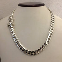 Thumbnail for Cadena Cubana de Plata ley 999 10.5 mm broche Onix - nativosjewelry