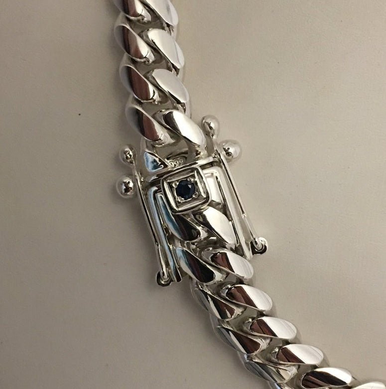 Cadena Cubana de Plata ley 999 10.5 mm broche Onix - nativosjewelry