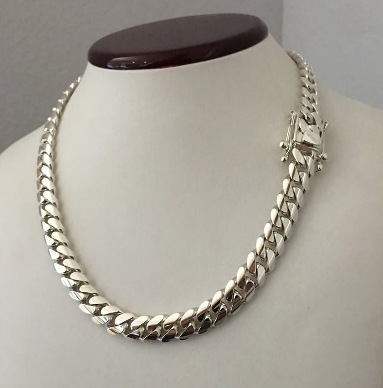 Cadena Cubana de Plata ley 999 12 mm - nativosjewelry