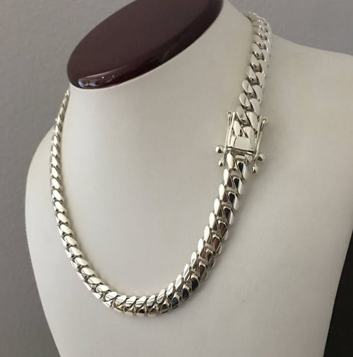 Cadena Cubana de Plata ley 999 12 mm - nativosjewelry