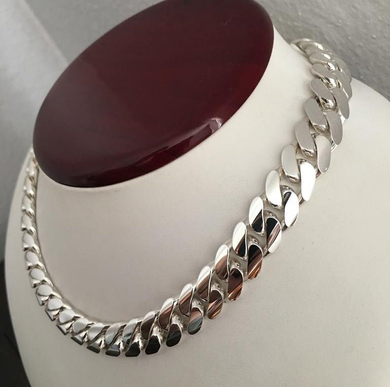 Cadena Cubana de Plata ley 999 12mm 45cm - nativosjewelry