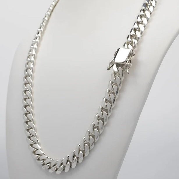 Cadena Cubana de Plata ley 999 12mm 60cm - nativosjewelry
