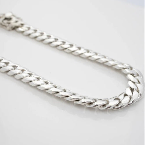 Cadena Cubana de Plata ley 999 12mm 60cm - nativosjewelry