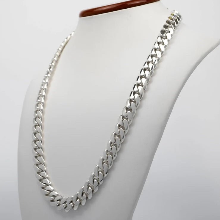 Cadena Cubana de Plata ley 999 12mm 60cm - nativosjewelry