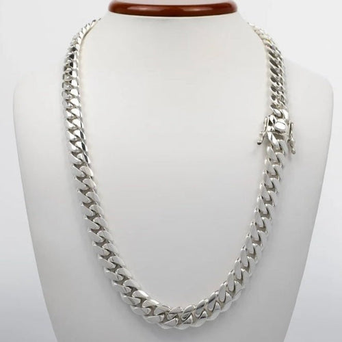 Cadena Cubana de Plata ley 999 12mm 60cm - nativosjewelry