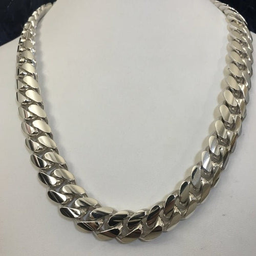 Cadena Cubana de Plata ley 999 14mm 400gr - nativosjewelry