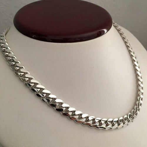Cadena Cubana de Plata ley 999 9mm 55cm - nativosjewelry